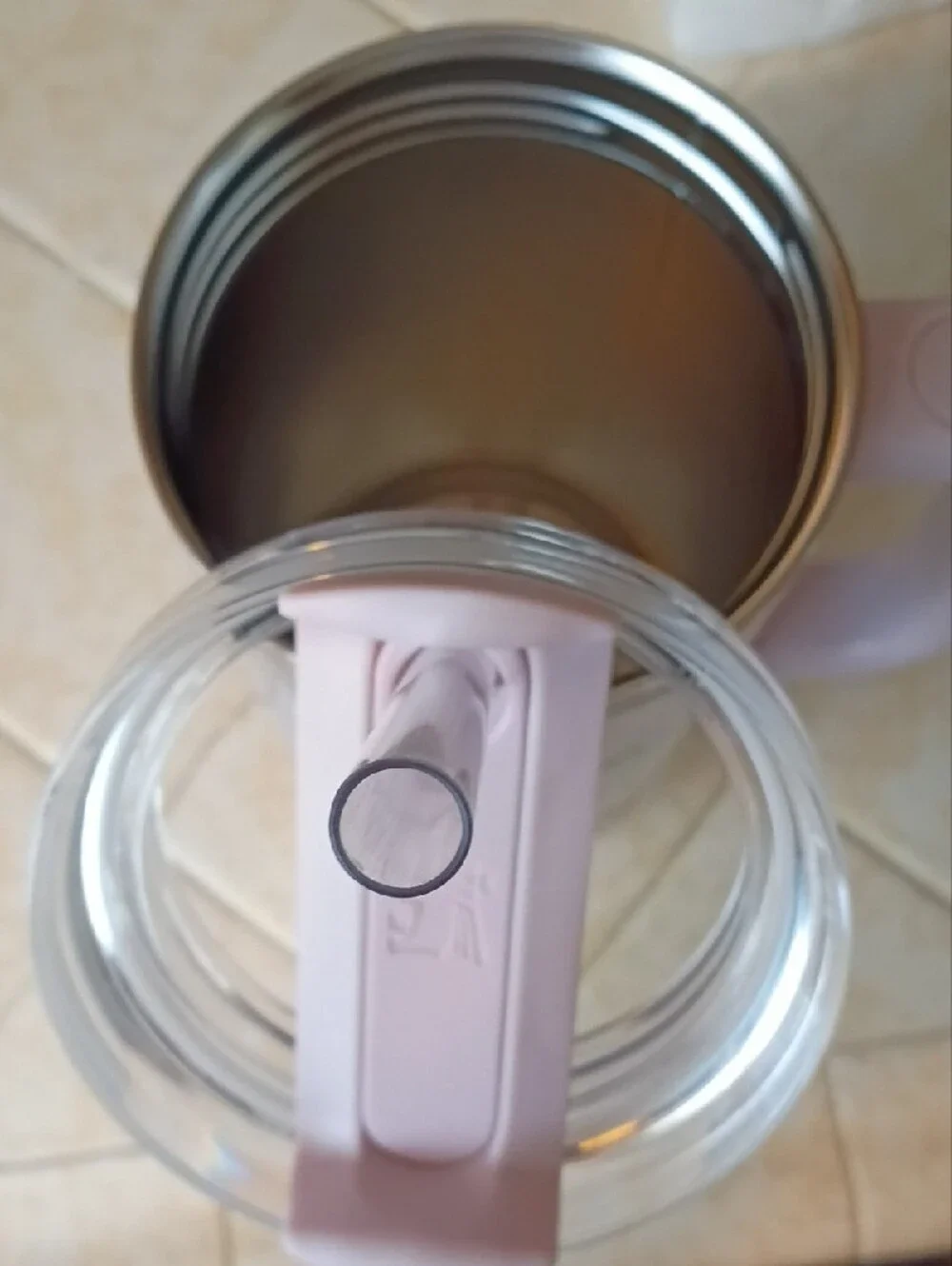 Stanley Light Purple Travel Mug with Handle and Clear Button Lid - Picture 5 of 6